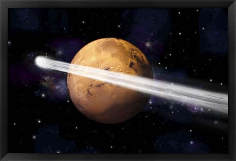Framed Comet Passing by Mars Print