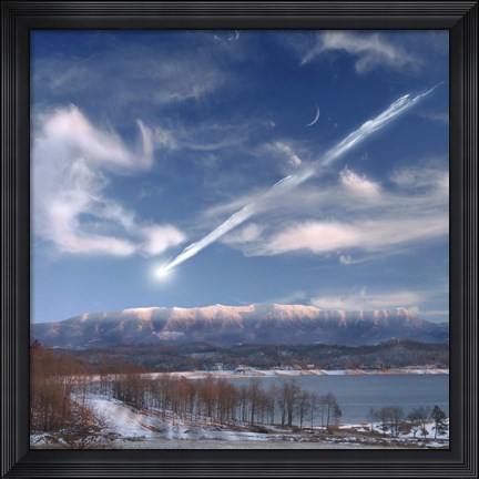 Framed Large Meteor Entering Earth Print