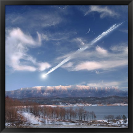 Framed Large Meteor Entering Earth Print