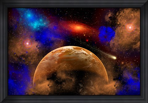 Framed Colorful Star System Print