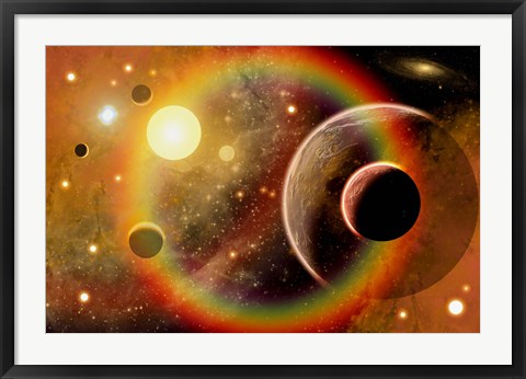 Framed Planetary System in Nebula Print