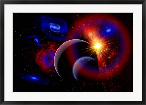 Framed Sunrise over Alien Worlds Print