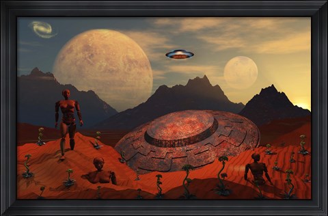 Framed Alien Flying Saucer Print