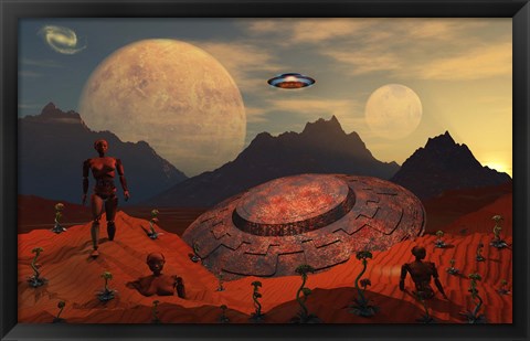 Framed Alien Flying Saucer Print