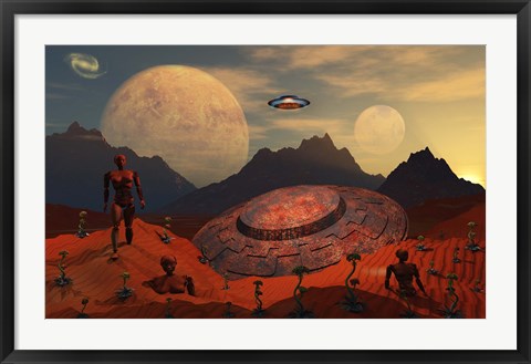 Framed Alien Flying Saucer Print