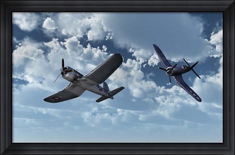 Framed American Vought F4U Corsair Print