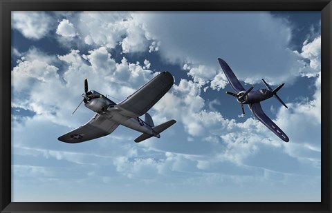 Framed American Vought F4U Corsair Print