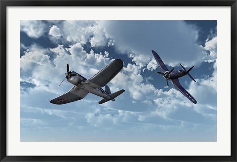 Framed American Vought F4U Corsair Print