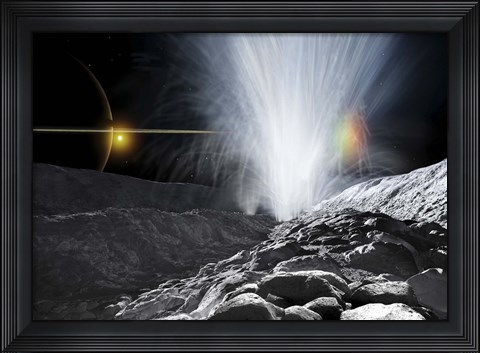 Framed Ice Fountains of Enceladus Print