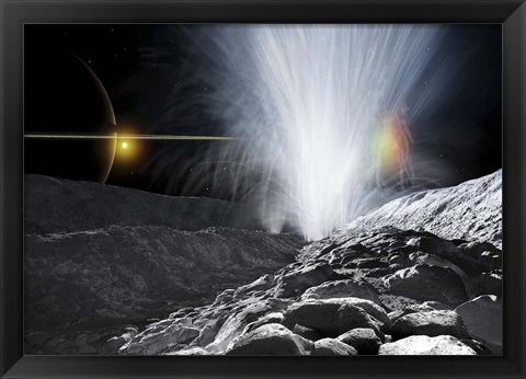 Framed Ice Fountains of Enceladus Print