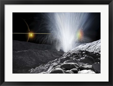 Framed Ice Fountains of Enceladus Print