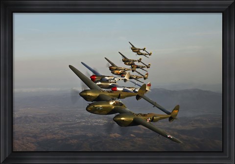 Framed Five Lockheed P-38 Lightnings Print