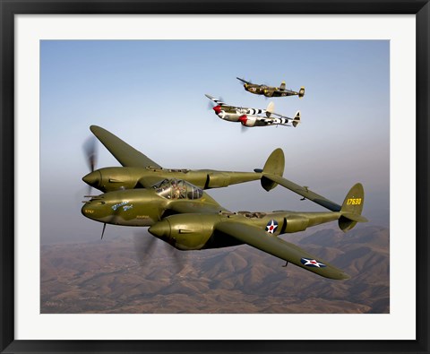 Framed Three Lockheed P-38 Lightnings Print