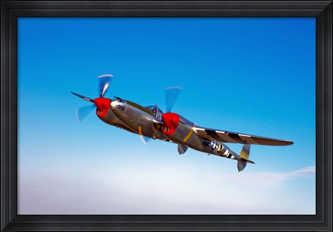 Framed Lockheed P-38 Lightning Fighter Print