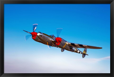 Framed Lockheed P-38 Lightning Fighter Print