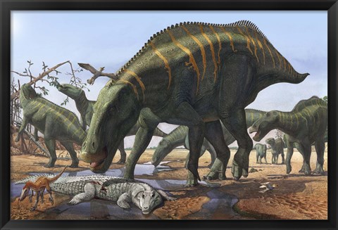 Framed Shantungosaurus Dinosaurs Print