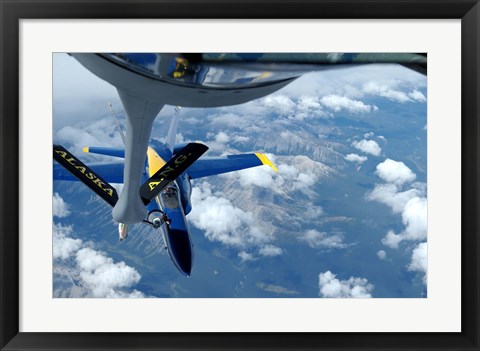 Framed KC-135 Stratotanker refuels an F/A-18 Hornet Print