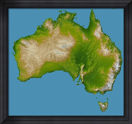 Framed Continent of Australia Print