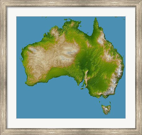 Framed Continent of Australia Print