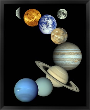 Framed Solar System Montage Print