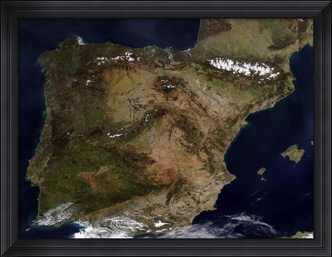 Framed Iberian Peninsula Print