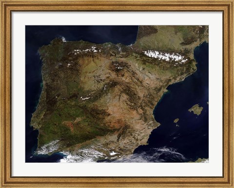 Framed Iberian Peninsula Print