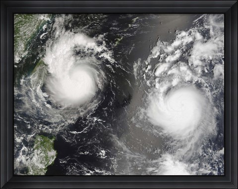 Framed Typhoon Saomai and Tropical Storm Bopha Print