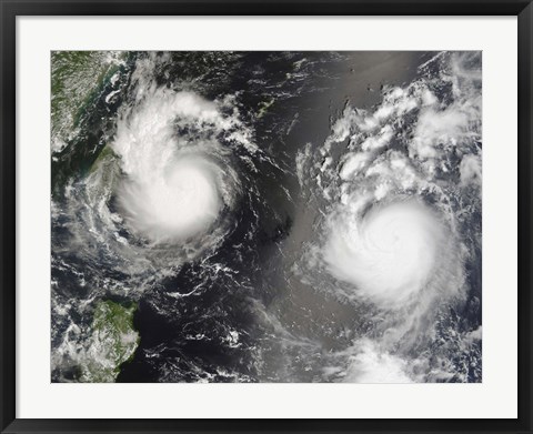 Framed Typhoon Saomai and Tropical Storm Bopha Print