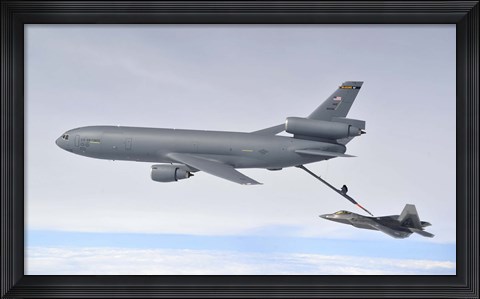 Framed KC-10 Extender and F-22 Raptor Print
