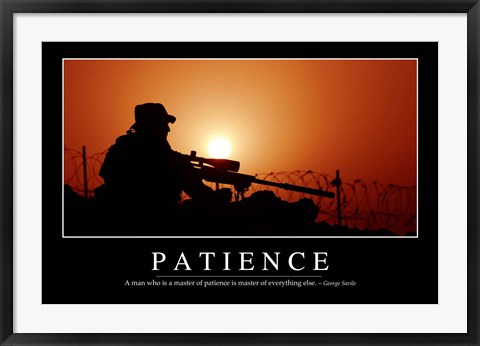 Framed Patience: Inspirational Quote and Motivational Poster Print