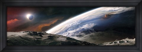 Framed Two Astronauts Exploring a Moon Print