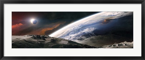 Framed Two Astronauts Exploring a Moon Print