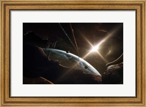 Framed Mining Colony on an Asteroid Print