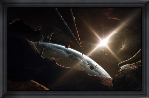 Framed Mining Colony on an Asteroid Print