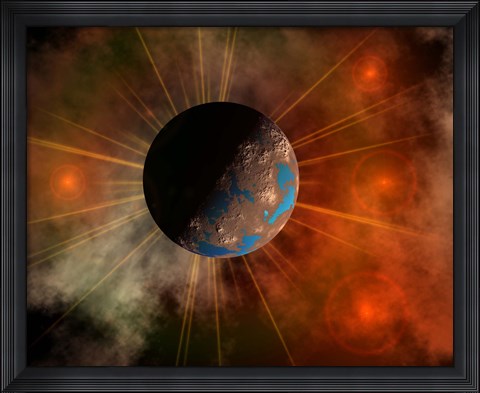 Framed Alien World with Oceans Print