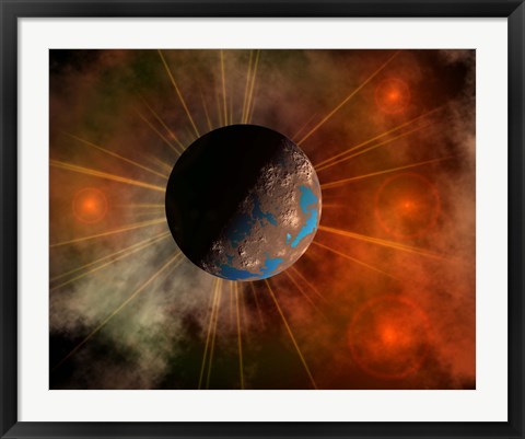 Framed Alien World with Oceans Print