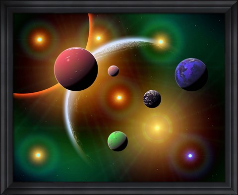 Framed Stars and Planets in the Milky Way Galaxy Print