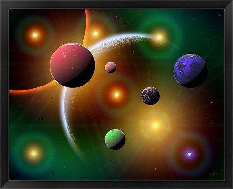 Framed Stars and Planets in the Milky Way Galaxy Print