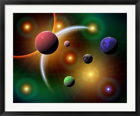 Framed Stars and Planets in the Milky Way Galaxy Print