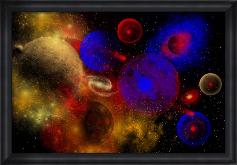 Framed Colorful Universe and Stars Print