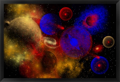 Framed Colorful Universe and Stars Print