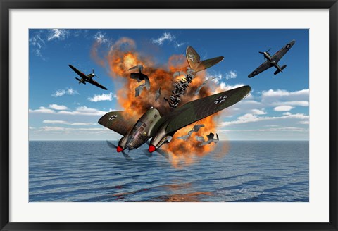 Framed German Heinkel Bomber Crash Print