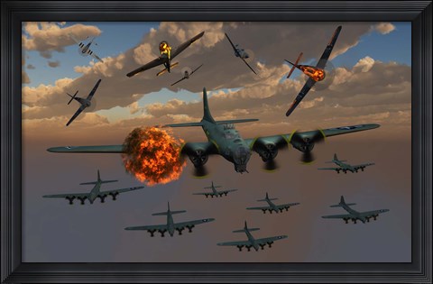 Framed Aerial Combat during WW11 Print