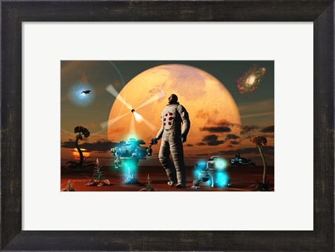 Framed Astronaut Discovers a New World Print