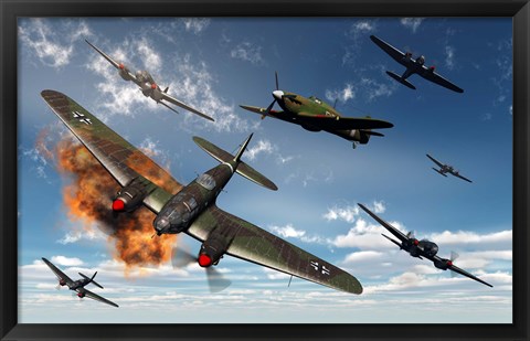 Framed British Hawker Hurricane Print