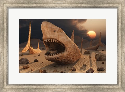 Framed Megalodon Desert Print
