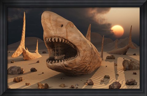Framed Megalodon Desert Print