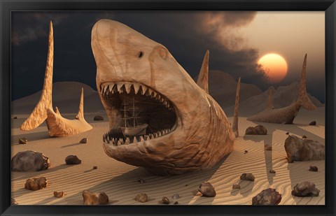 Framed Megalodon Desert Print