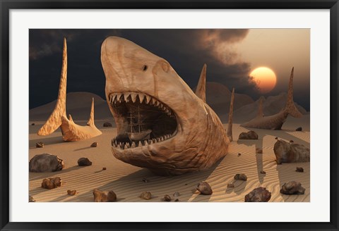 Framed Megalodon Desert Print