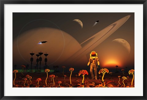 Framed Moon of a Distant Alien World Print